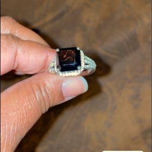 Smoky Quartz ring size 8, Sterling Silver.